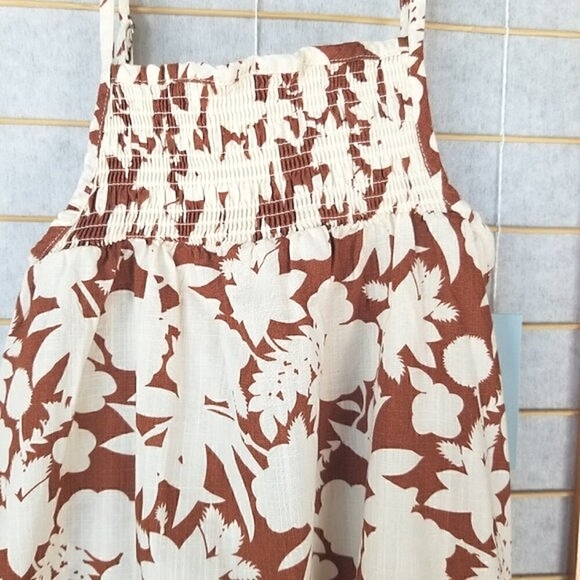 New Little Girls Brown and Cream Sun Dress Size XS 4/5 Cat & Jack NWT - Picture 4 of 7